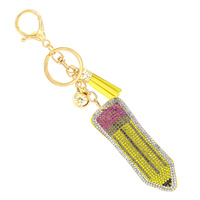 RHINESTONE YELLOW PENCIL KEYCHAIN